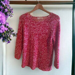 Chaus & Co Womens Sweater Large Red Crew Neck Pullover Knit Cottagecore Preppy